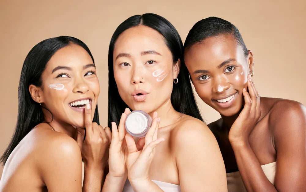 Women with glowing skin using natural tallow skincare for summer hydratio